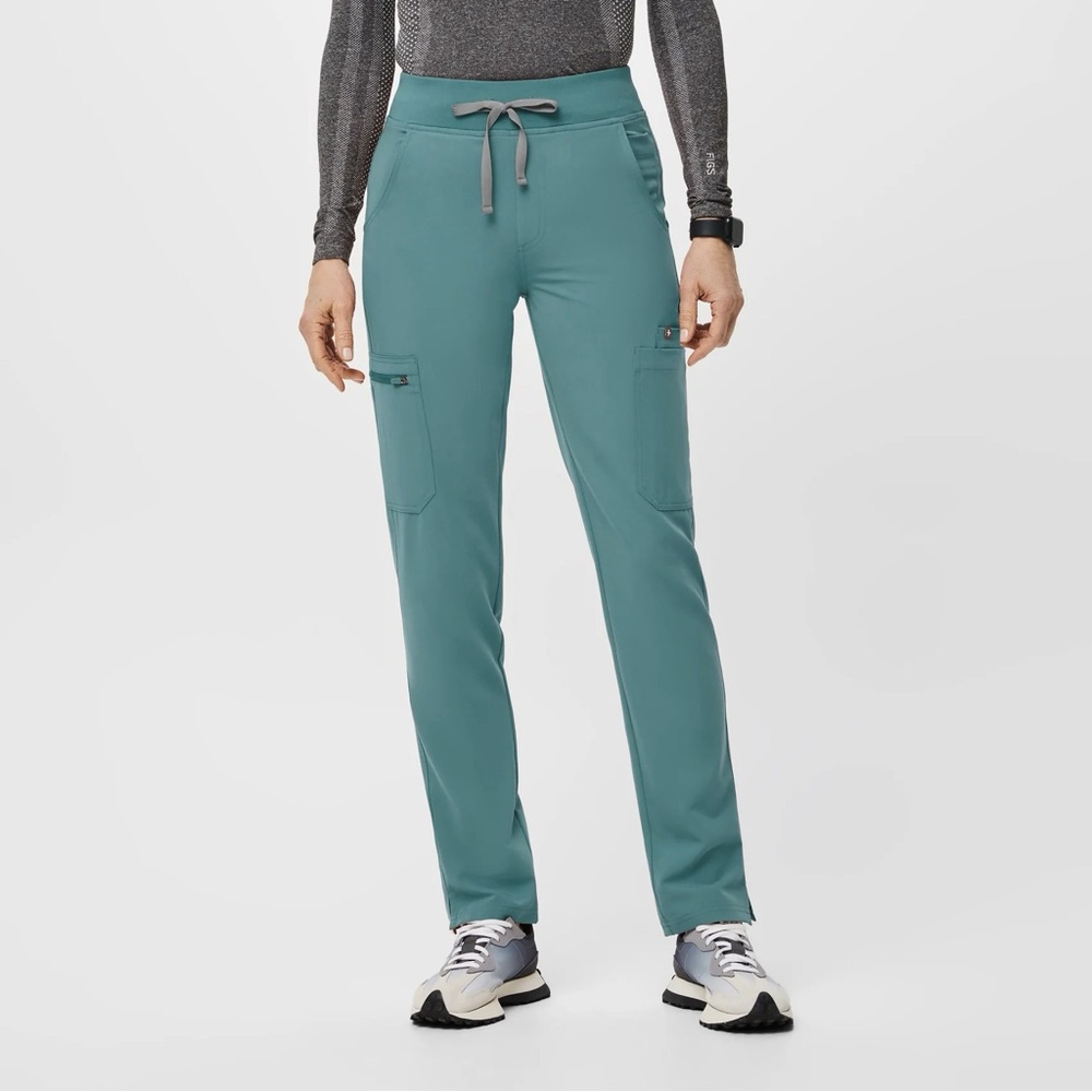 Figs High Waisted Yola Skinny Scrub Pants - Hydrogreen